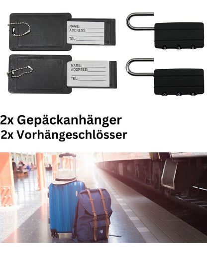 Gepäckanhänger Reiseschloss Set 4tlg Gepäckschloss + Kofferschild