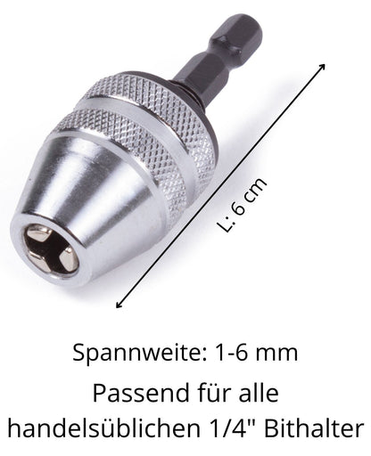 Bit Bohrkopf Schnellspannbohrfutter 1-6 mm 1/4" Bohrfutter für Bohrer Kopf 1/4"