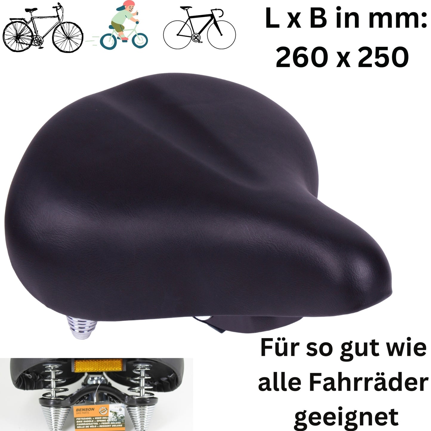 Fahrradsattel Komfort Fahrradsitz Fahrrad City Sattel Damen Herren Schaumstoff