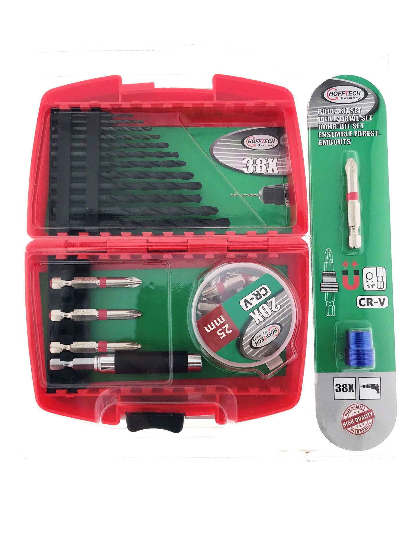 Profi Bohrer & Bit-Set 38-tlg inkl Magnet-Adapter Koffer Bitaufnahme Halterung