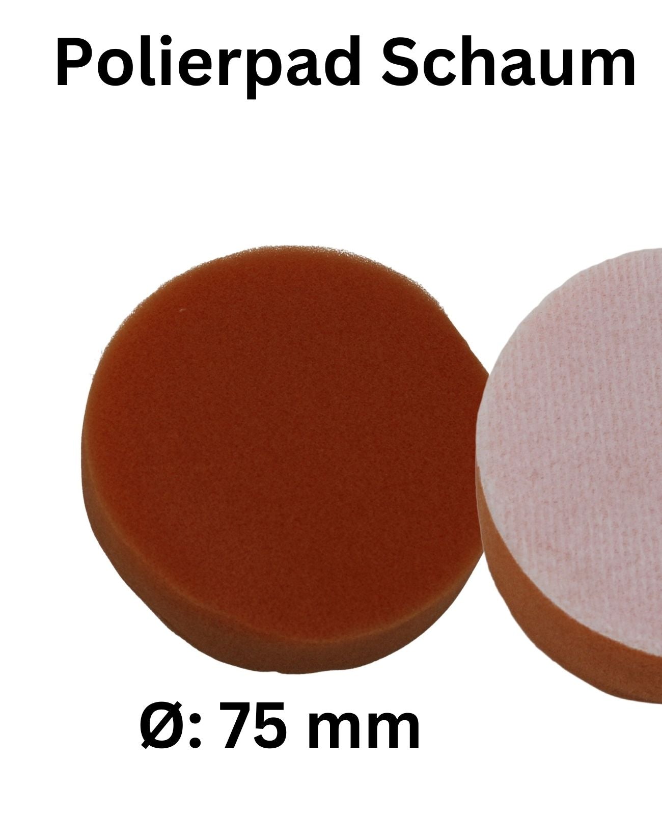 Polierpad Polierschwamm Klettverschluss Klett Polierscheibe braun ø75 mm