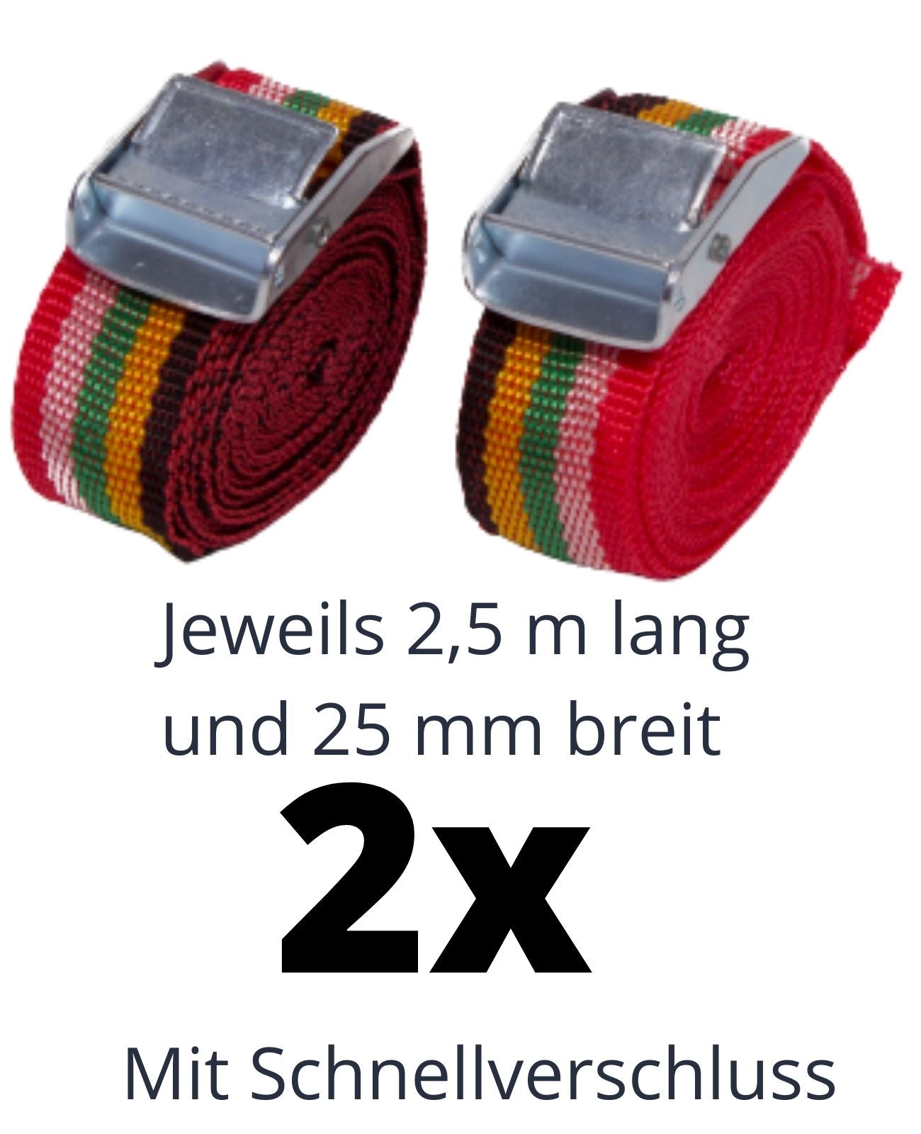Spanngurt Zurrgurt Transportgurte Koffer Band Gurt Befestigungsriemen 2,5 m 2er