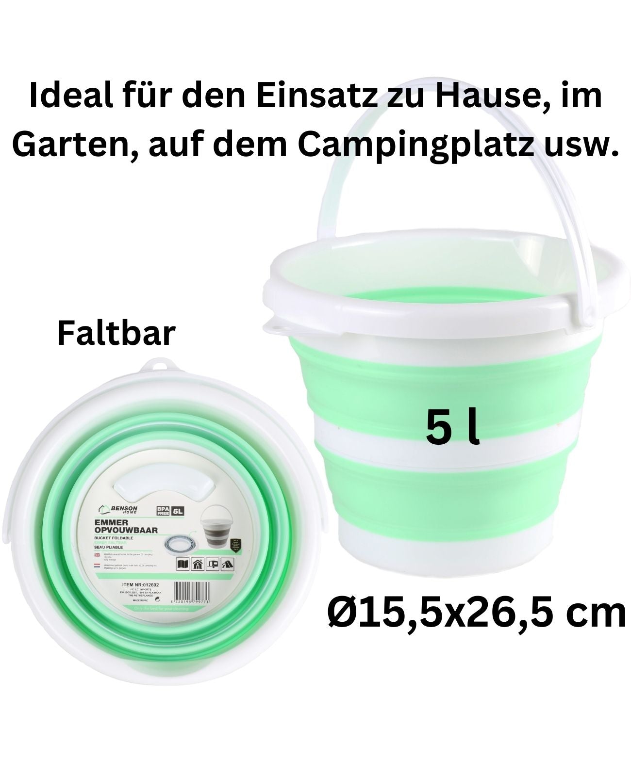 Falteimer Klappeimer Camping Faltbarer Wassereimer Campingeimer Putzeimer 5 L