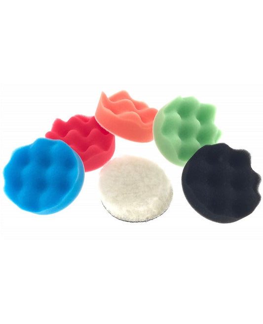 Polierteller Polier Set Ø 75mm Polierpads Klett Polierschwamm Polierscheibe 6tlg