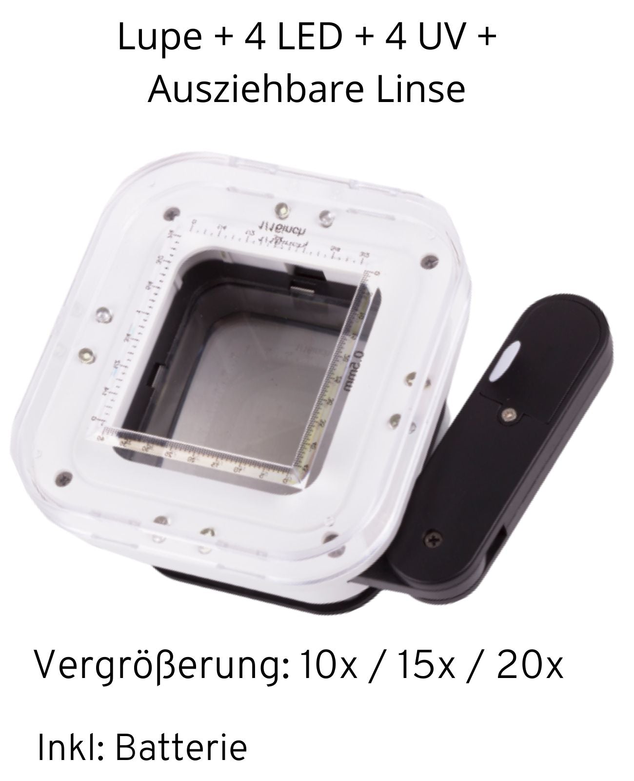 LED Lupe Tischlupe mit Licht Beleuchtung 20-fach Vergrößerungsglas Juwelierlupe