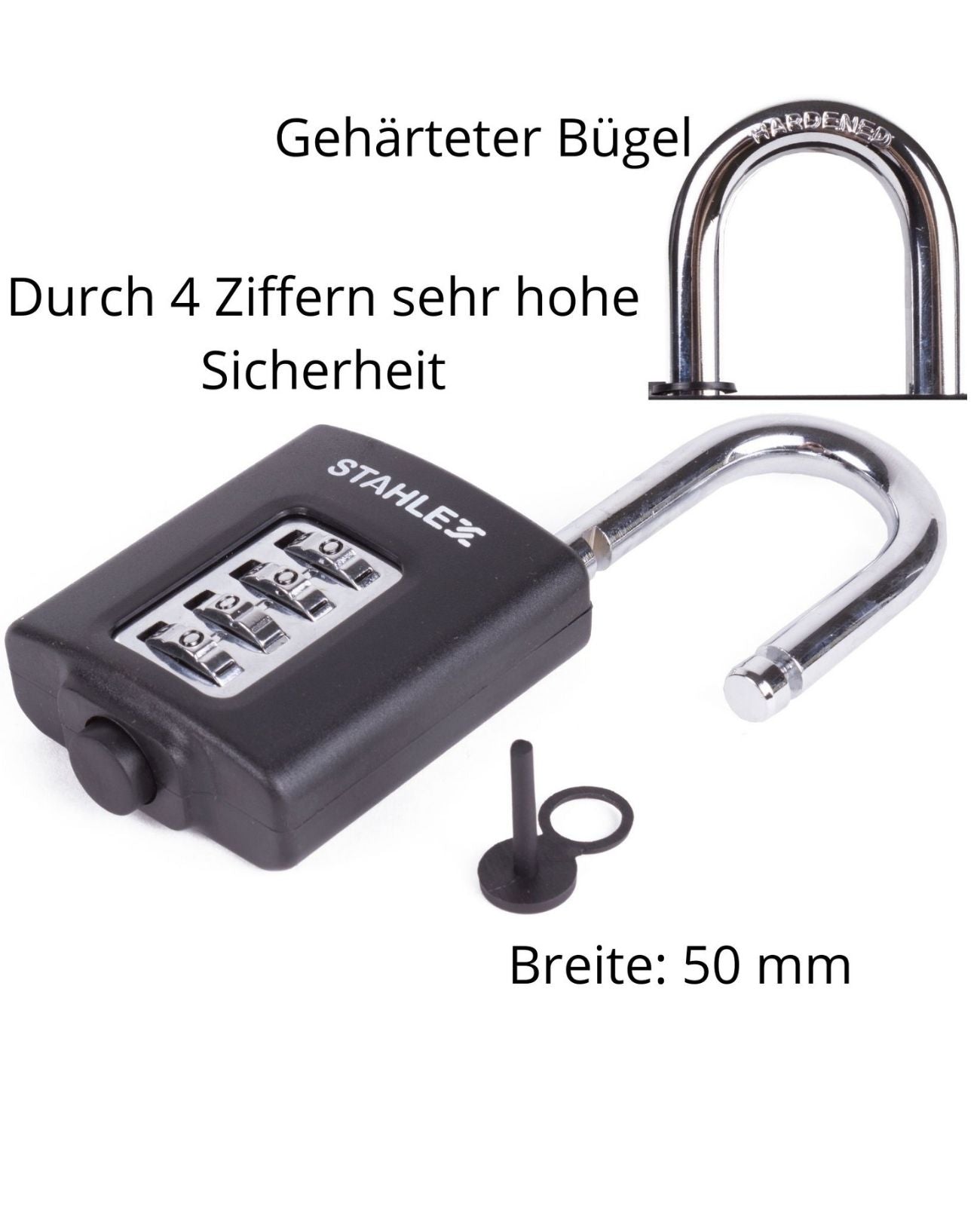 Vorhängeschloss Zahlenschloss Schloss sehr sicher gehärtet Chrom