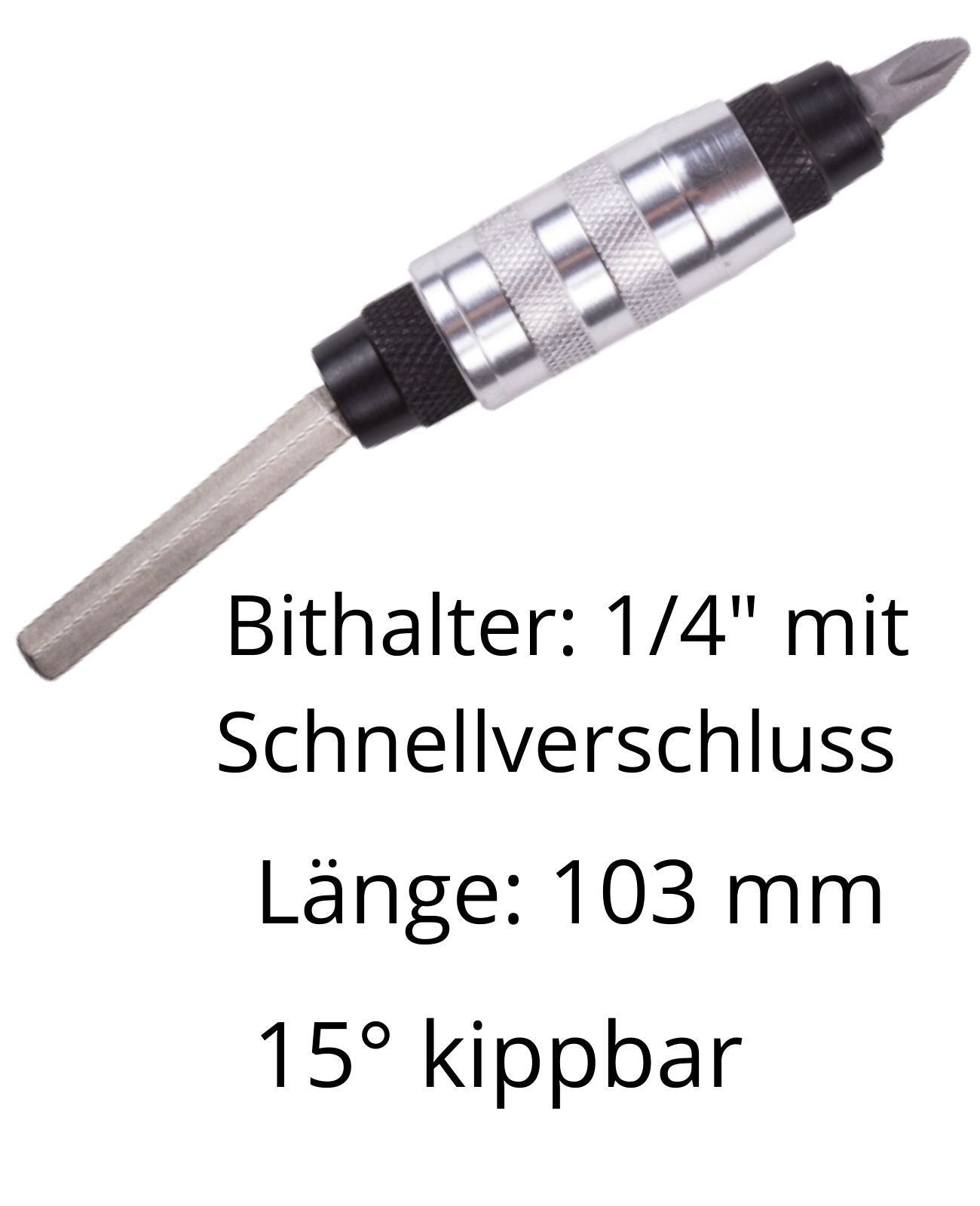 Schwenkbarer Bithalter 15° Schnellverschluss 1/4" Magnetisch 103mm