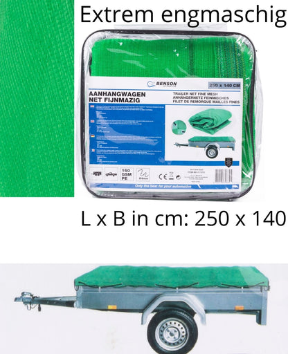 Anhängernetz feinmaschig Containernetz Ladungssicherung 250 x 140 cm