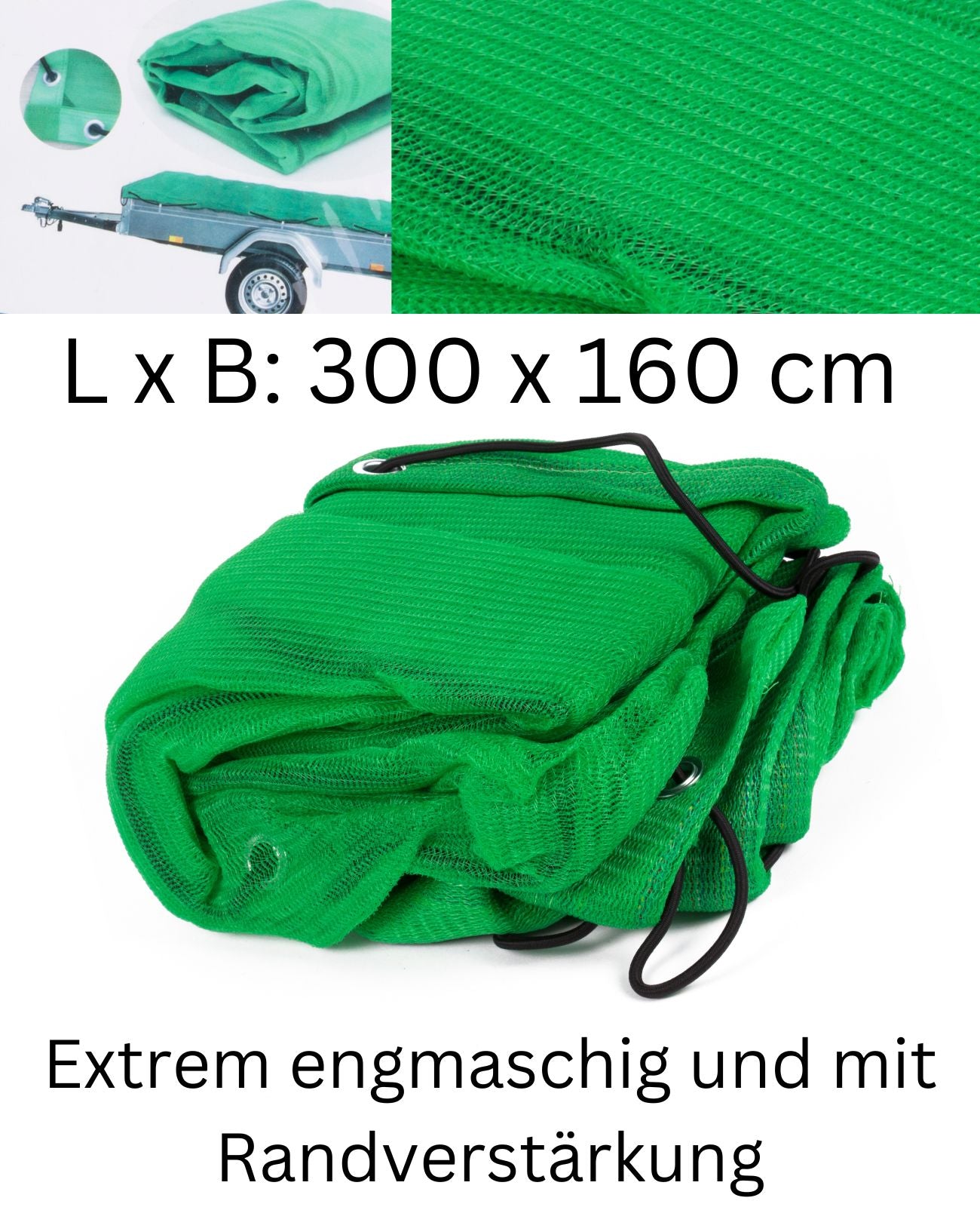 Anhängernetz feinmaschig Containernetz Ladungssicherung 300 x 160 cm