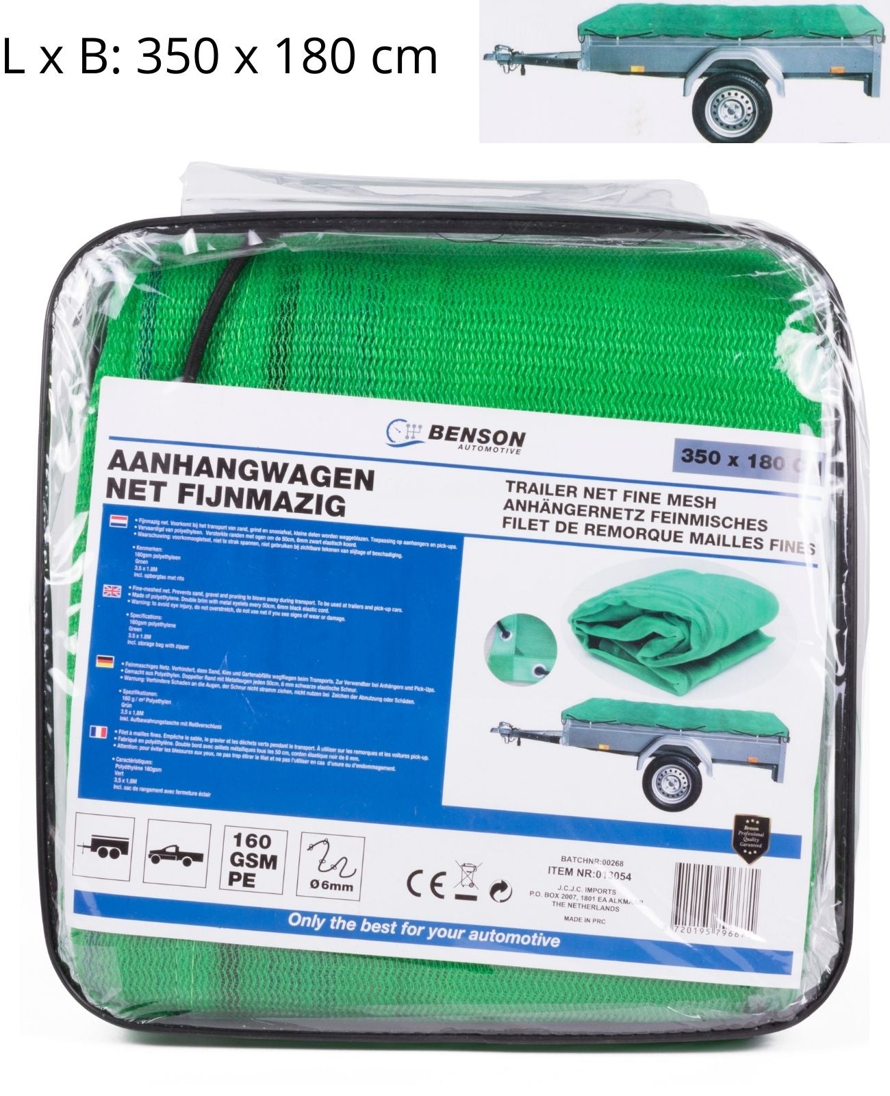 Anhängernetz feinmaschig Containernetz Ladungssicherung 350 x 180 cm