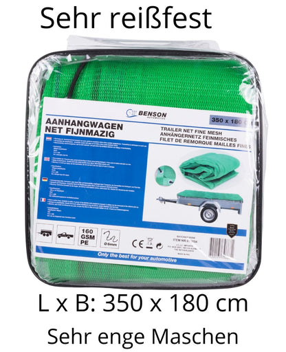 Anhängernetz feinmaschig Containernetz Ladungssicherung 350 x 180 cm