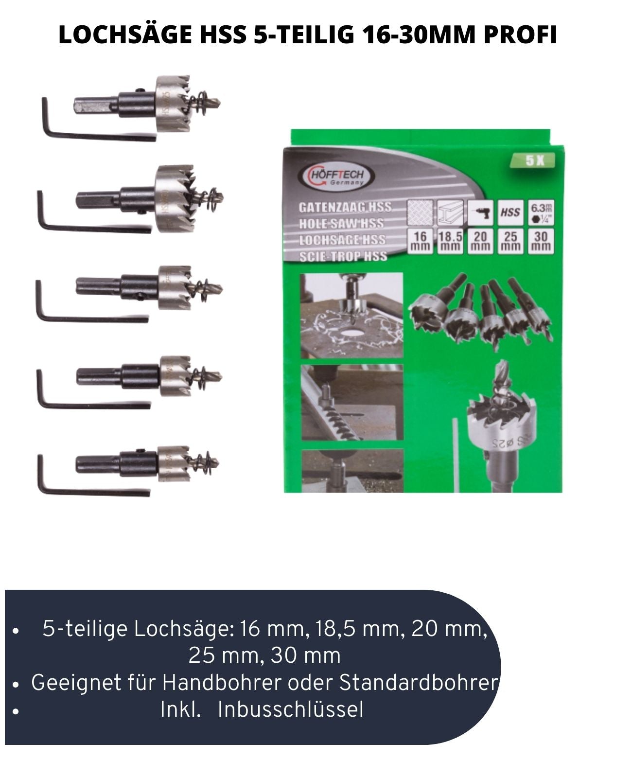 Lochsäge Lochkreissäge Bohrkronen Kreisschneider Kernbohrer Hartmetall 5 tlg