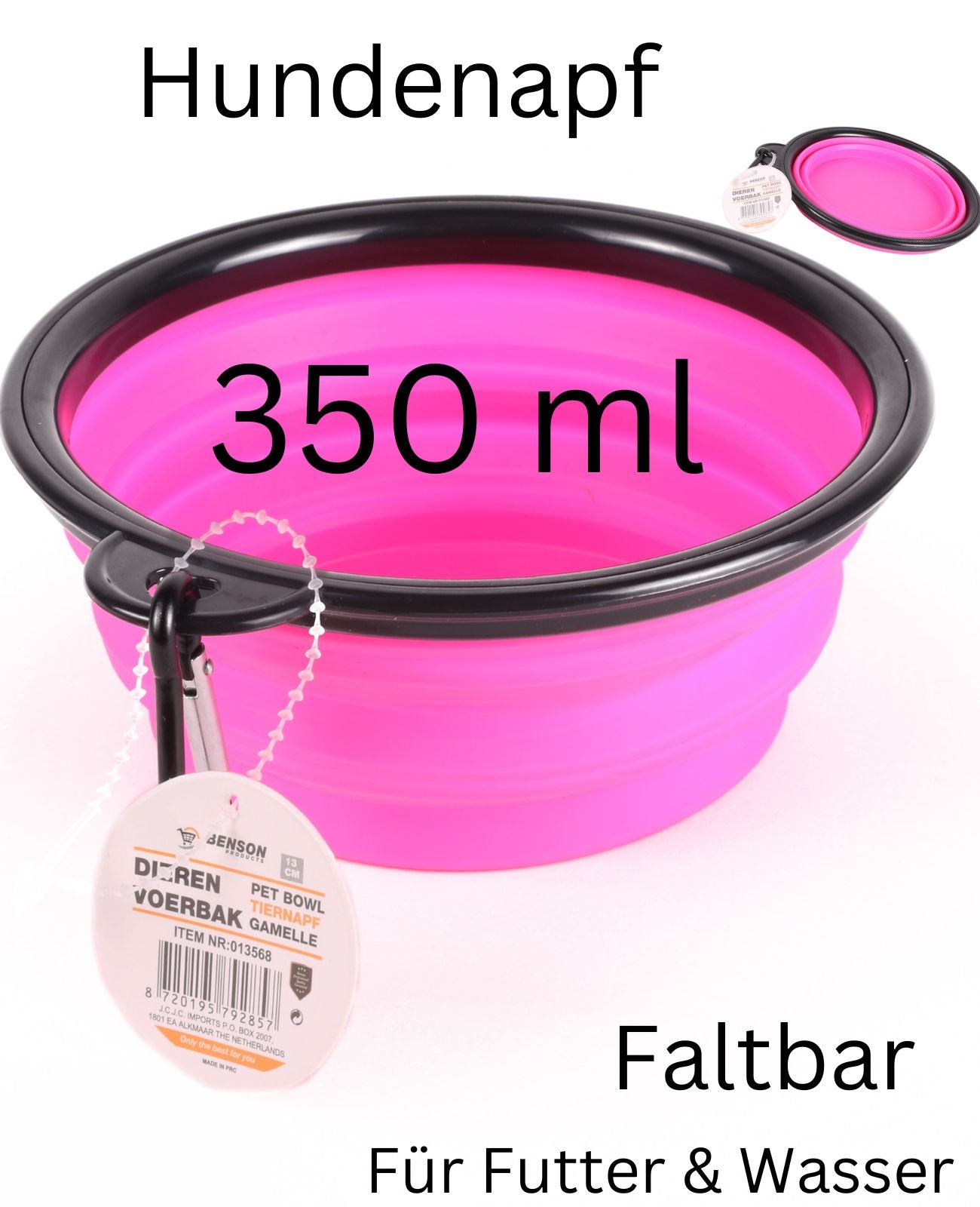 Hundenapf Katzenapf Wasser Napf faltbar Futternapf Reise Trinkschale Hunde pink