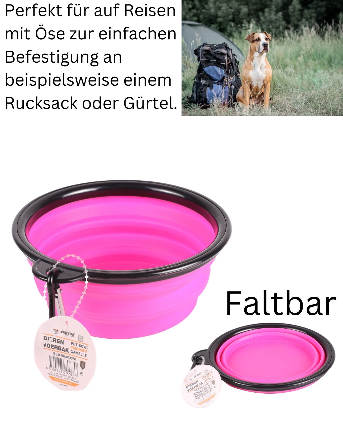 Hundenapf Katzenapf Wasser Napf faltbar Futternapf Reise Trinkschale Hunde pink