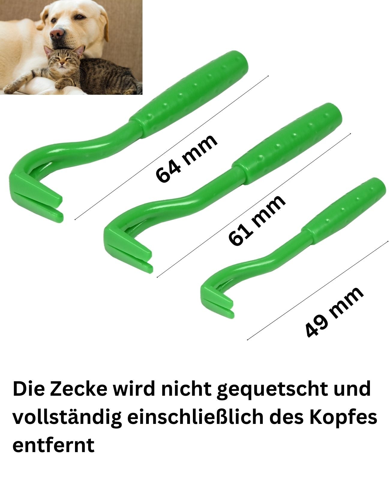 Zecken Zange Entferner Greifer Pinzette Haken Zeckenzange Menschen u. Tiere 3tlg