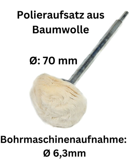 Polierkopf Polierscheibe Felgenscheibe für Bohrmaschine Akkuschrauber Ø 70mm