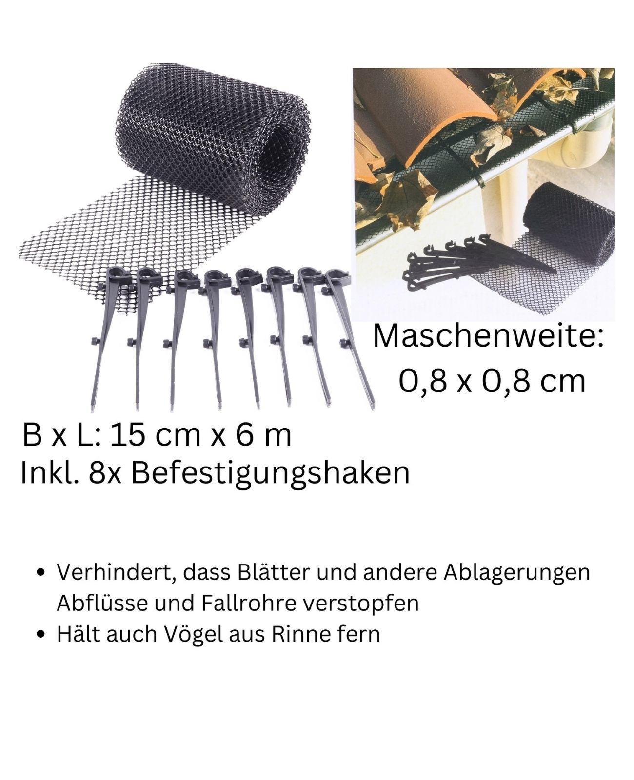 Dachrinnen Laubschutz Laubstop 6m lang Dachrinnenschutz Laubfänger Regenrinne