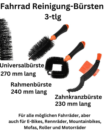 Fahrrad Reinigungs-Set Bürstenset Reifenbürste Kettenbürste E-Bike