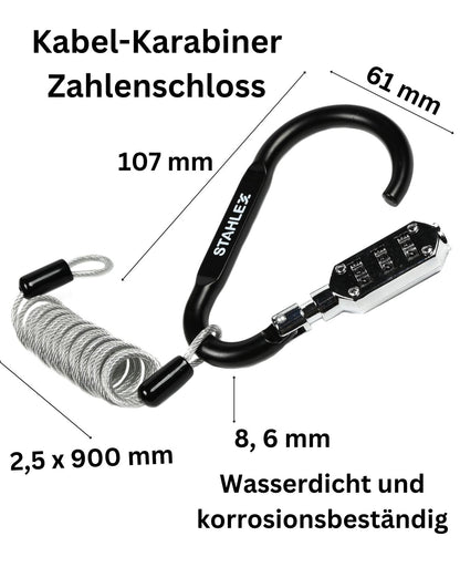 Spiralbakelbschloss Fahrradschloss Helmschloss Zahlenschloss Karabiner
