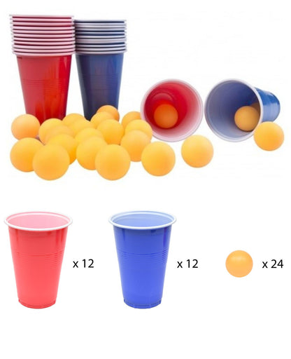 Beer-Pong Set Bier Pong Trinkspiel Partybecher mit 24 Bechern 24 Bällen