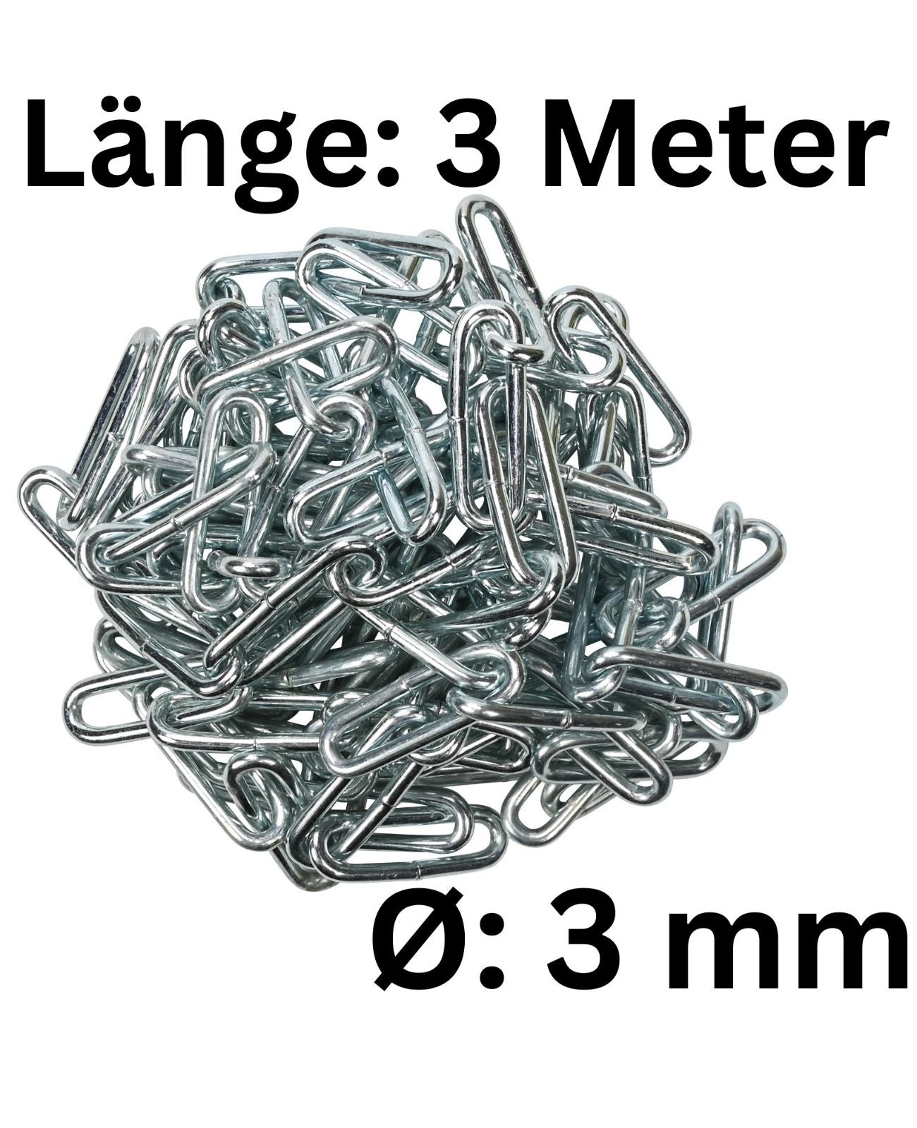Stahlkette Eisenkette Metallkette Gliederkette Schweißkette 3mm x 3m
