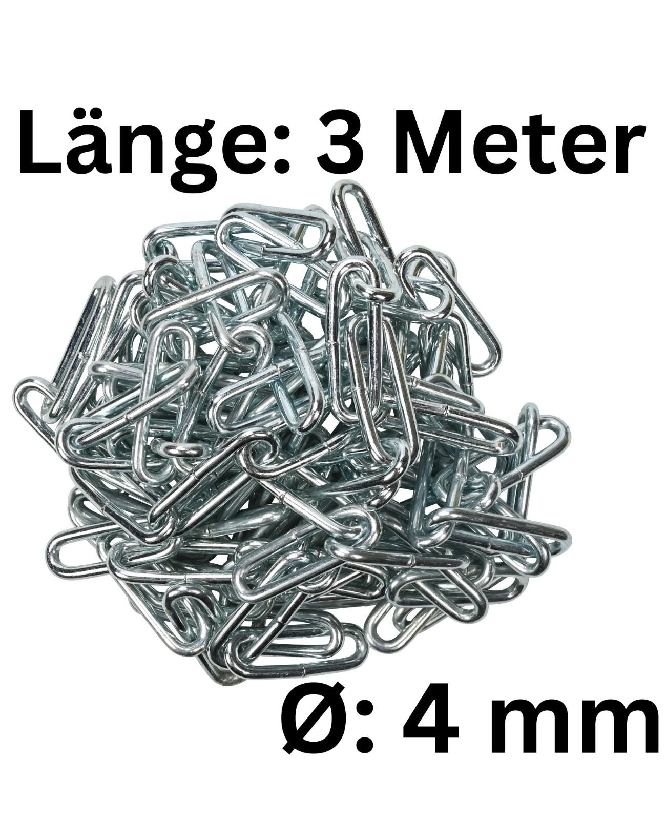 Stahlkette Eisenkette Metallkette Gliederkette 4mm x 3m