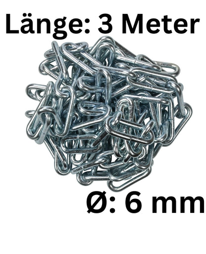 Stahlkette Eisenkette Metallkette Gliederkette 6mm x 3 m