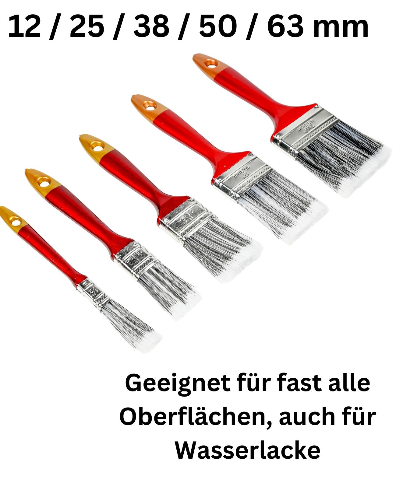 Malerpinsel Pinsel Set Flachpinsel Lackpinsel Lasurpinsel für Wasserlack 5-tlg