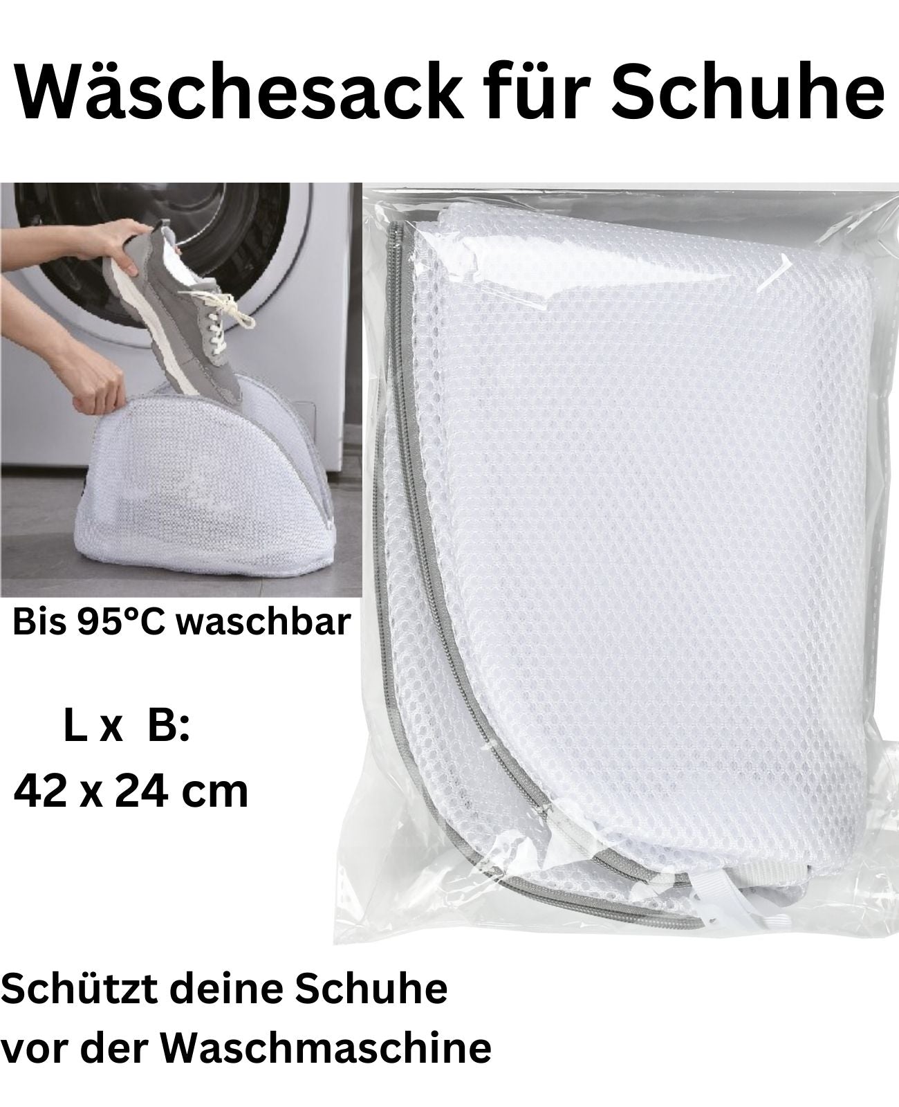 Wäschenetz Wäschebeutel Wäschesack für Schuhe Schuhbeutel mit Reißverschluss