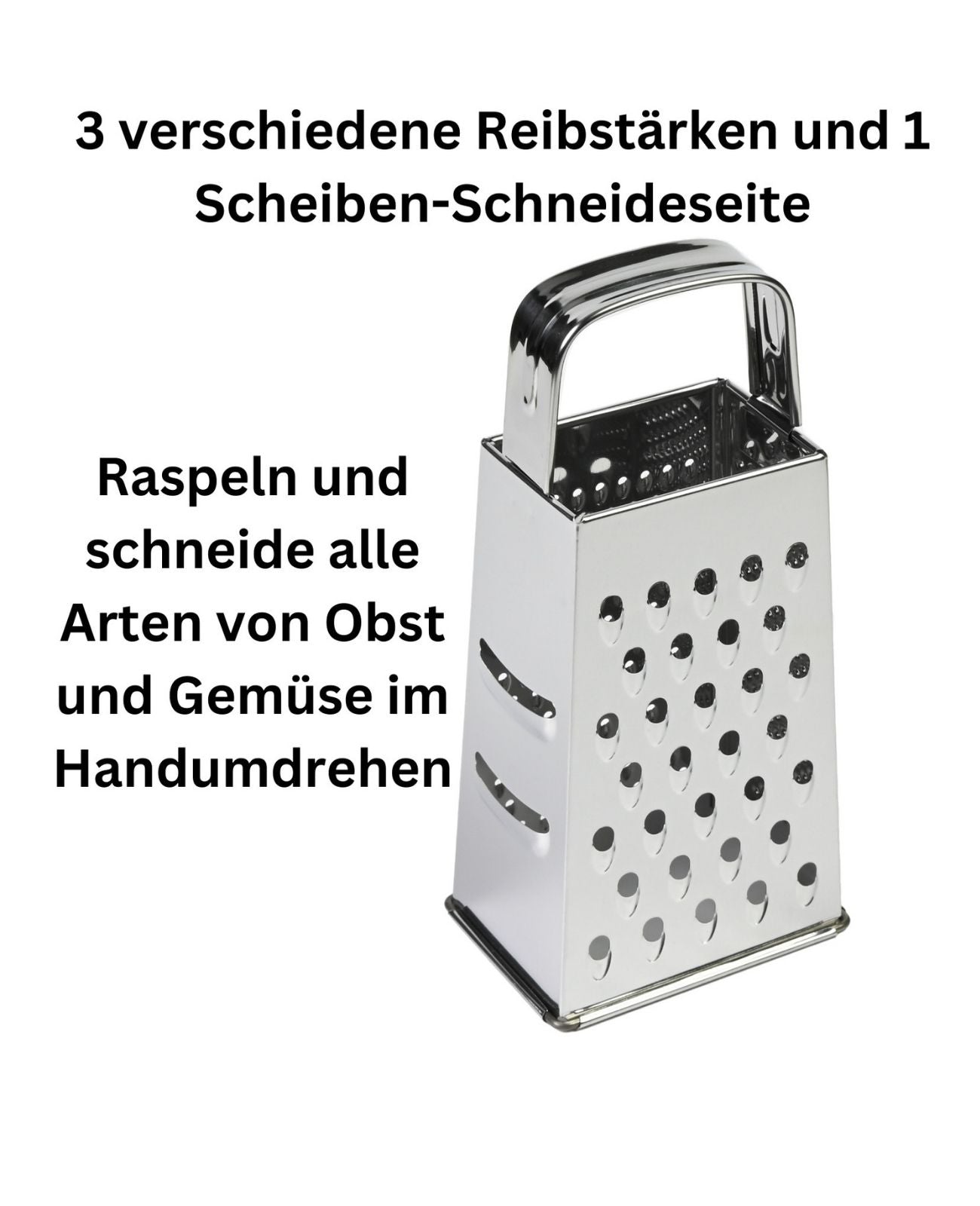 Reibeisen Reibe Edelstahl Küchenreibe Raspel  Käsereibe Gemüse Obst Käse 4 Seite