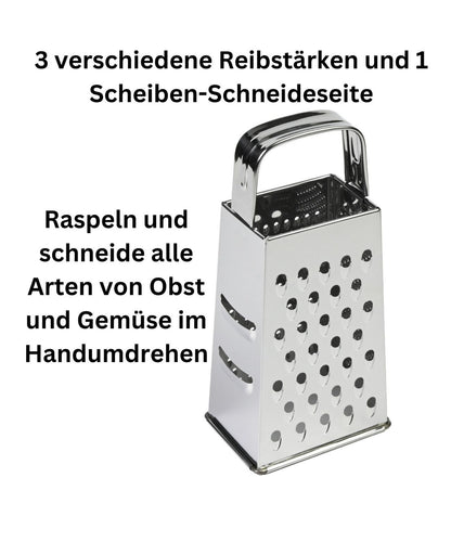Reibeisen Reibe Edelstahl Küchenreibe Raspel  Käsereibe Gemüse Obst Käse 4 Seite