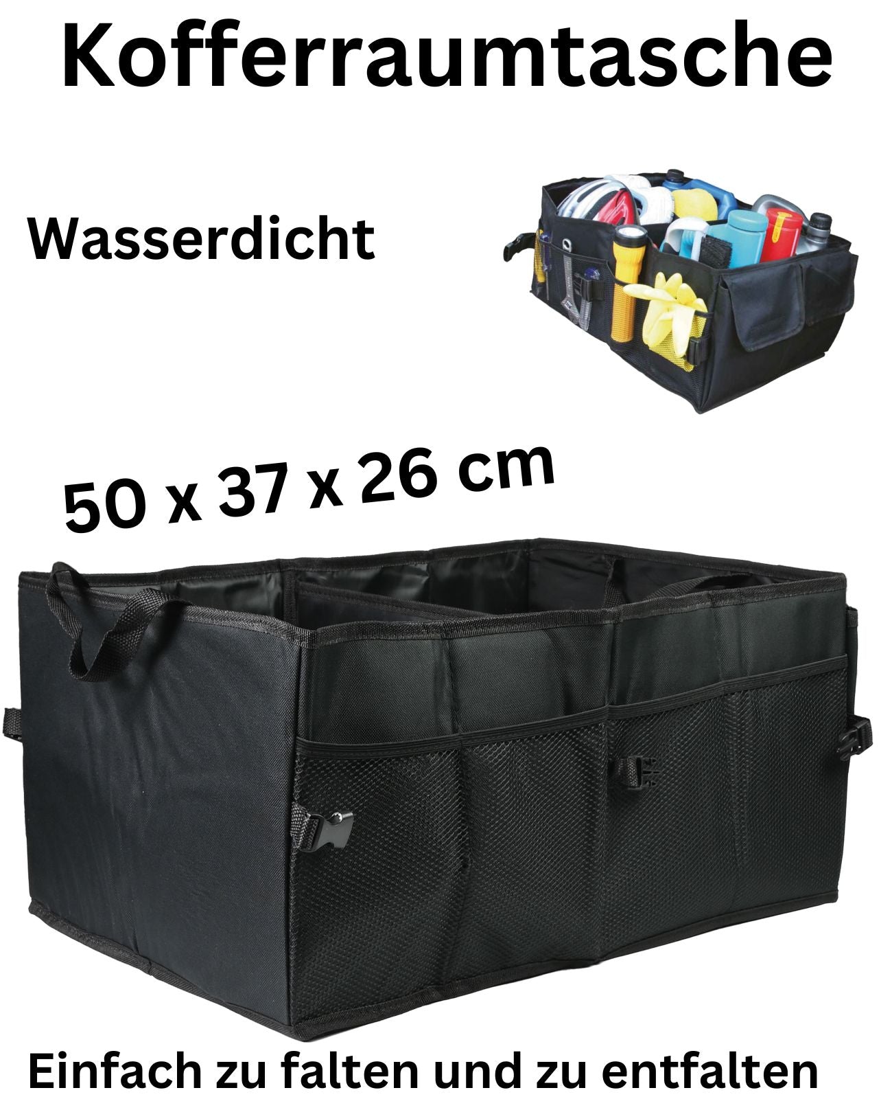 Kofferraumtasche Organizer Kofferraum Autotasche Auto Klett Tasche Schwarz Box