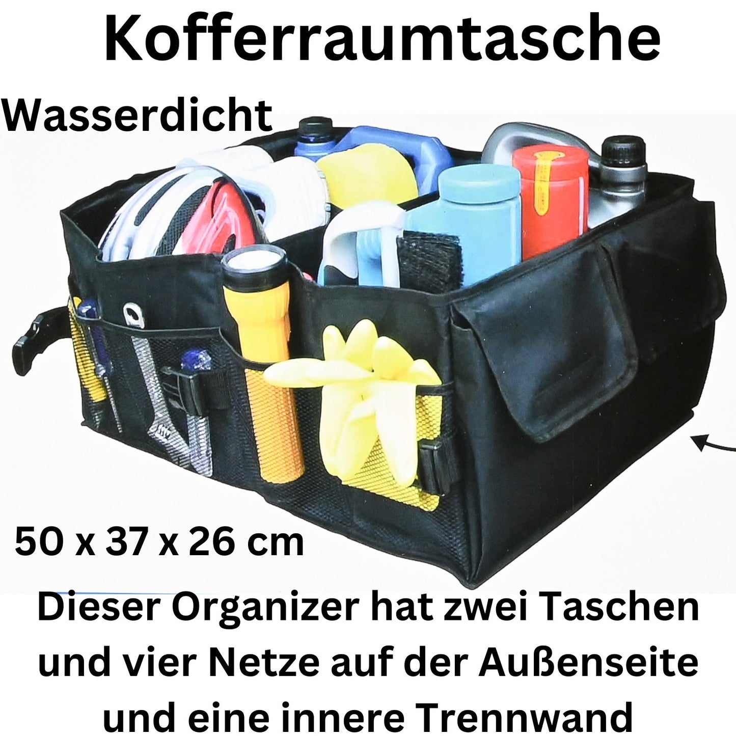 Kofferraumtasche Organizer Kofferraum Autotasche Auto Klett Tasche Schwarz Box