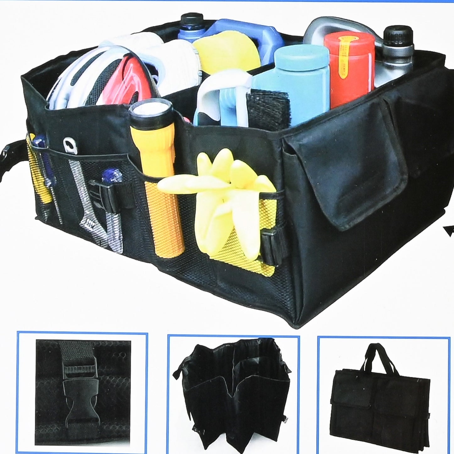 Kofferraumtasche Organizer Kofferraum Autotasche Auto Klett Tasche Schwarz Box