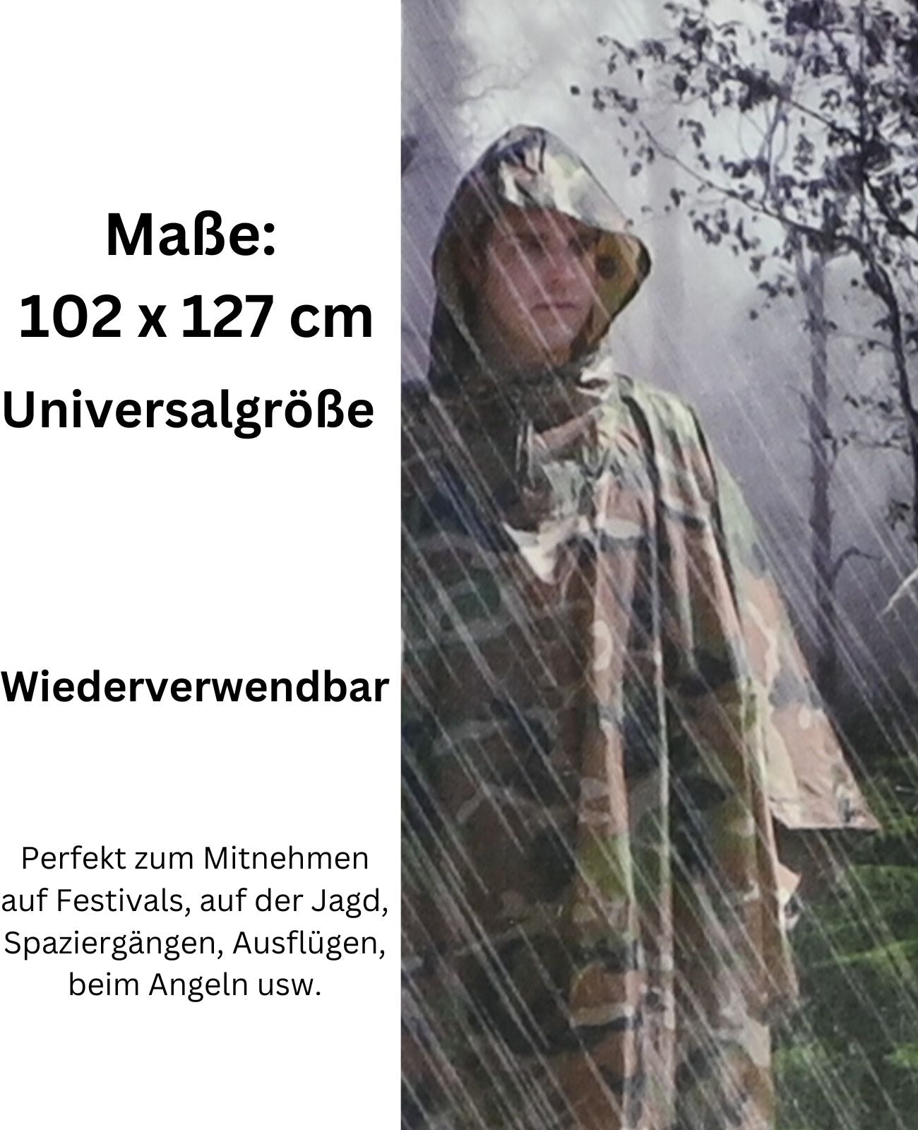 Regenponcho Regencape Regenjacke Camouflage Regenschutz unisex