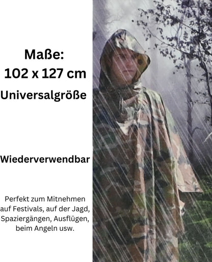 Regenponcho Regencape Regenjacke Camouflage Regenschutz unisex