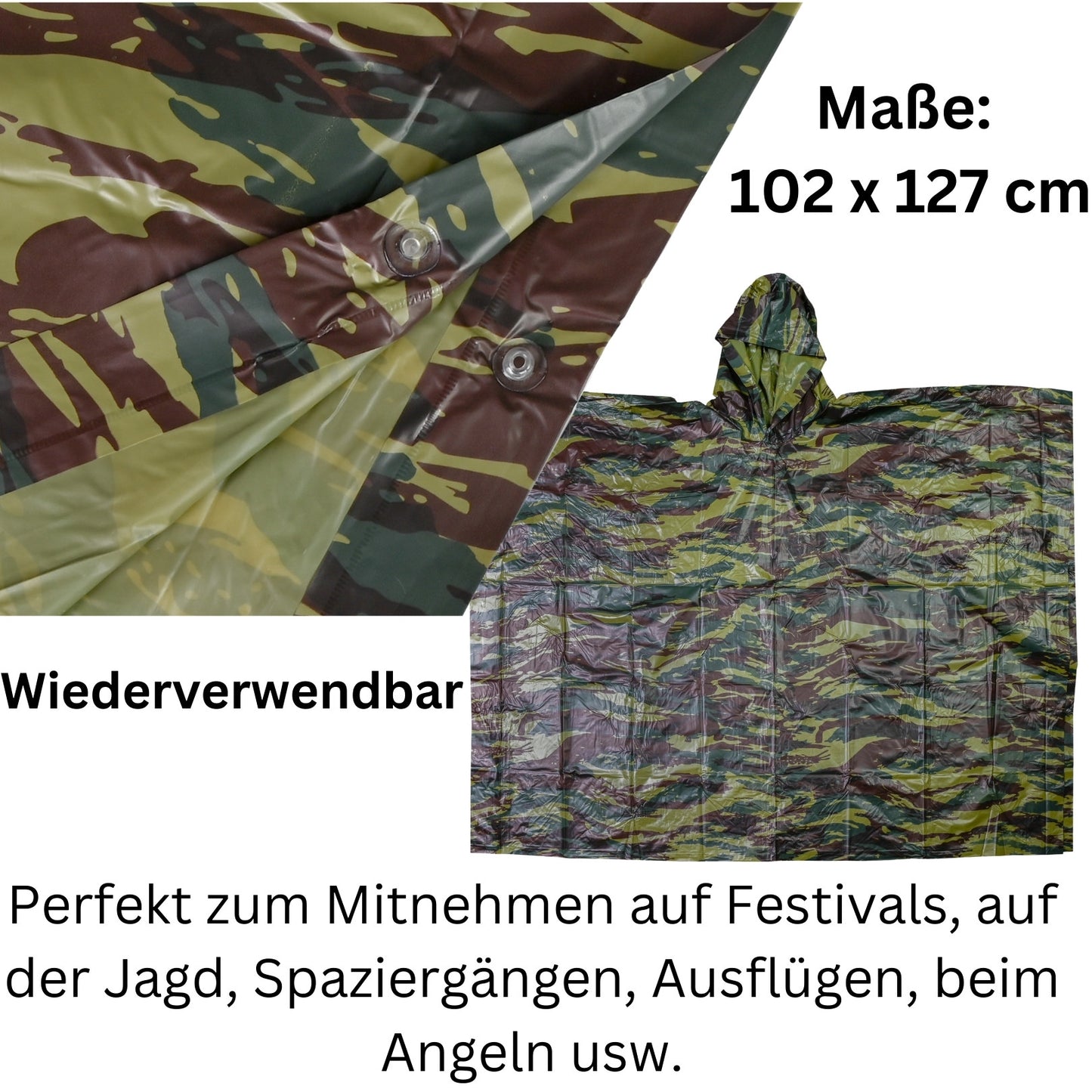 Regenponcho Regencape Regenjacke Camouflage Regenschutz unisex