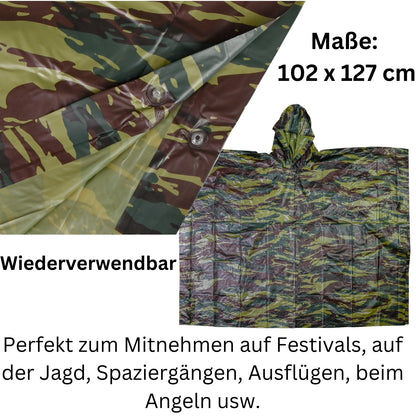 Regenponcho Regencape Regenjacke Camouflage Regenschutz unisex