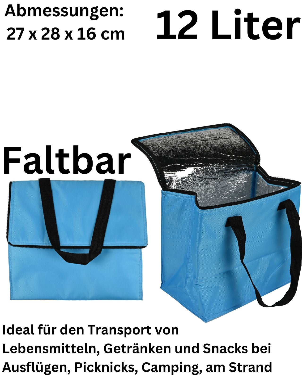 Kühltasche Picknicktasche Isolier Thermotasche Kühlbox Getränketasche Eis 12L
