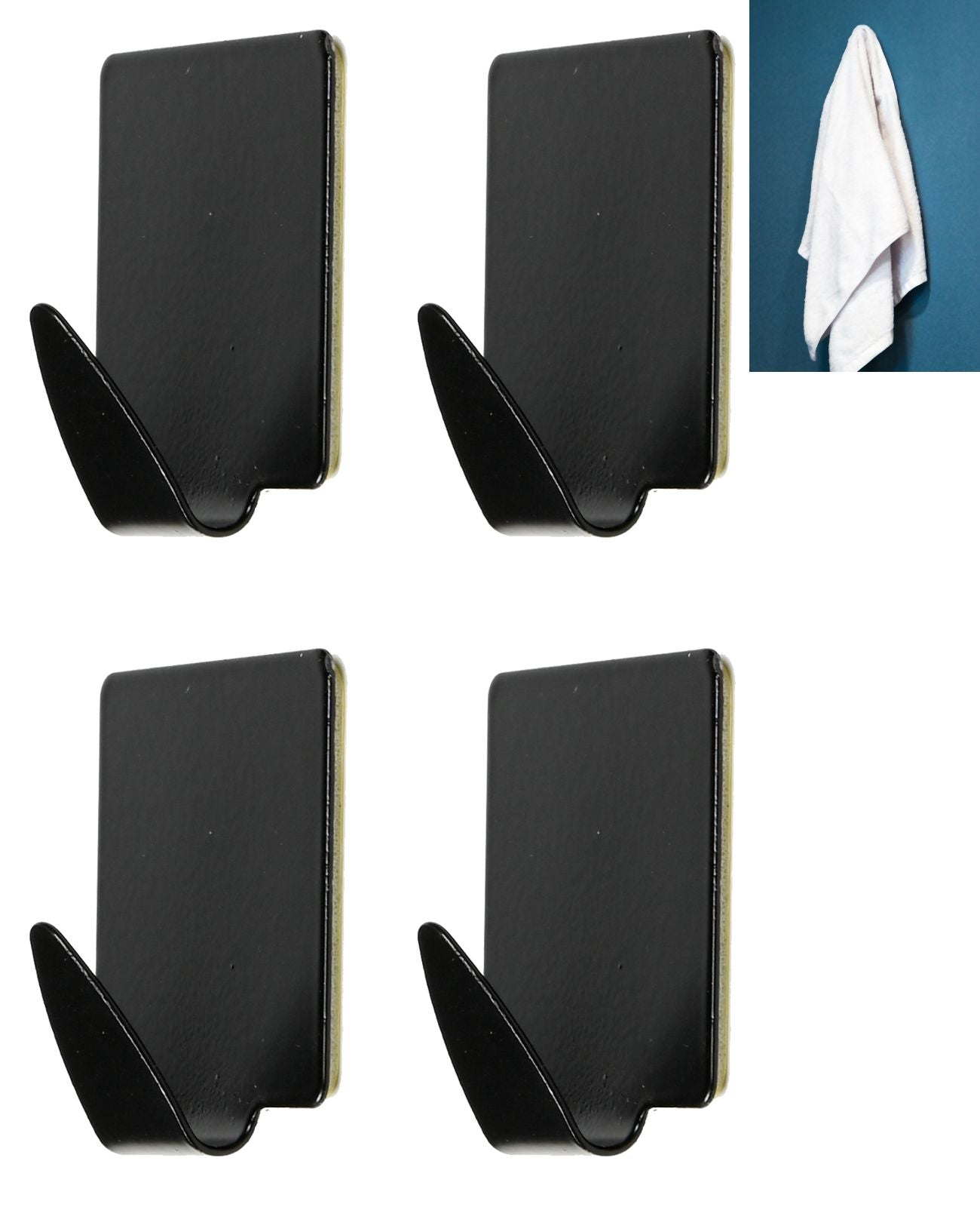 Handtuchhaken Klebehaken Selbstklebend Handtuchhalter Wandhaken schwarz 4 tlg.