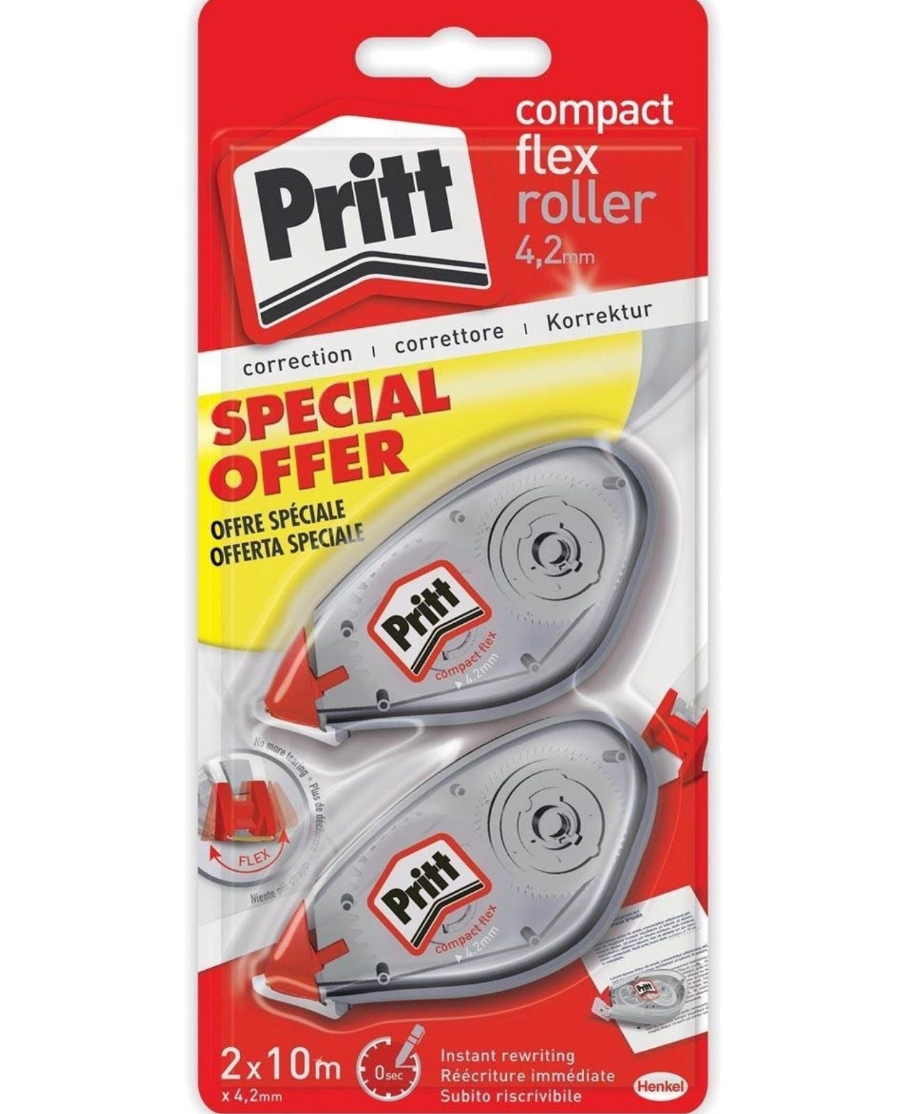 Pritt Korrekturroller Korrekturmaus Korrekturband Roller 2x10=20 Meter