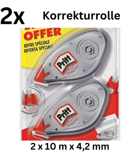 Pritt Korrekturroller Korrekturmaus Korrekturband Roller 2x10=20 Meter