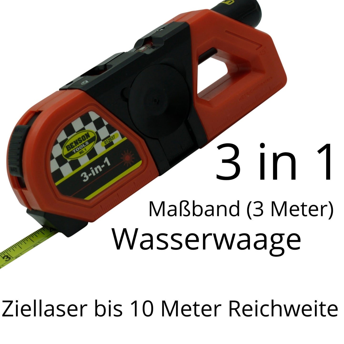 Maßband mit Laser 3-in-1 Wasserwaage Rollmaßband Bandmaß Zollstock Präzision