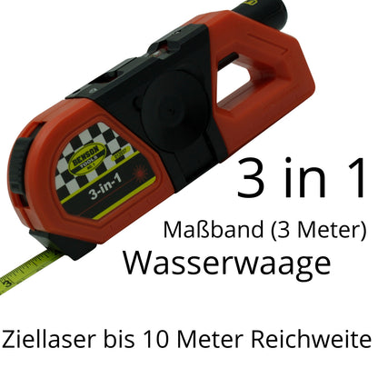 Maßband mit Laser 3-in-1 Wasserwaage Rollmaßband Bandmaß Zollstock Präzision