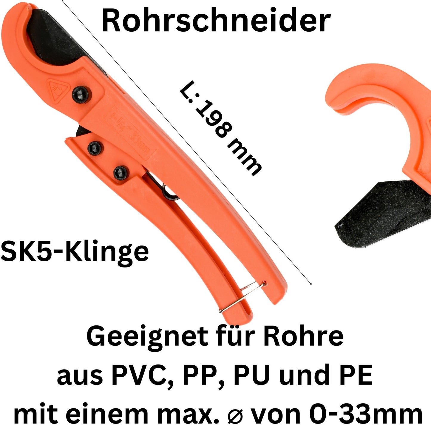 Rohrschere Rohrschneider Rohrabschneider Kunststoff Rohr Schlauch bis 33mm SK5