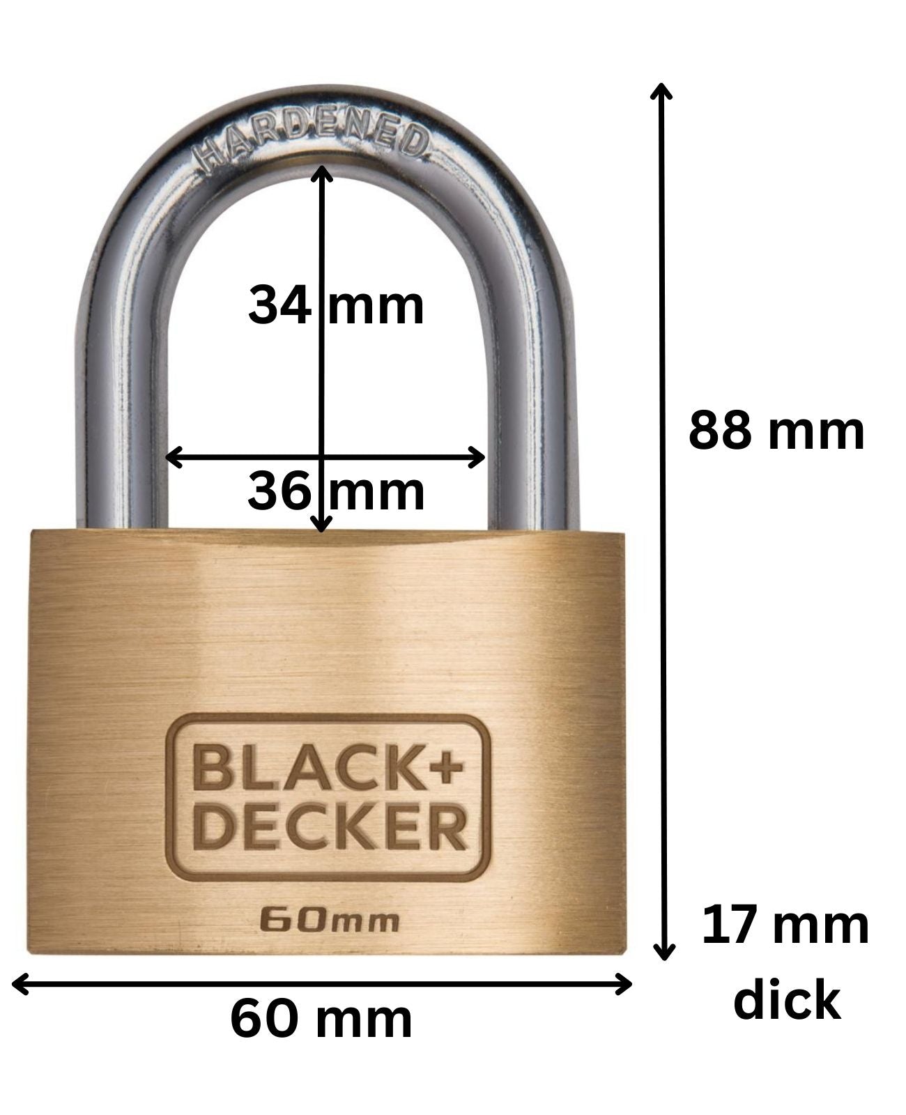 Vorhängeschloss Bügelschloss massives Schloss 60mm BLACK+DECKER