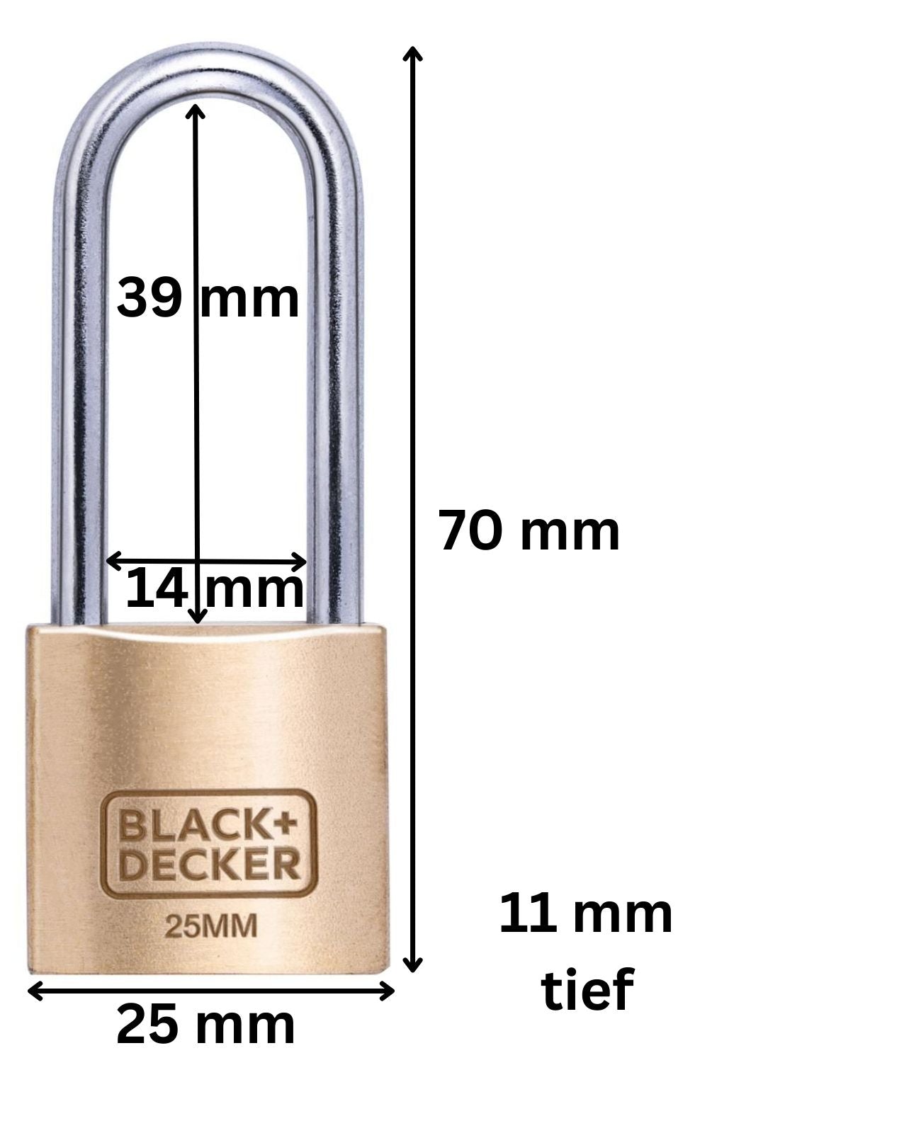 Vorhängeschloss Bügelschloss Messing Schloss 25mm BLACK+DECKER