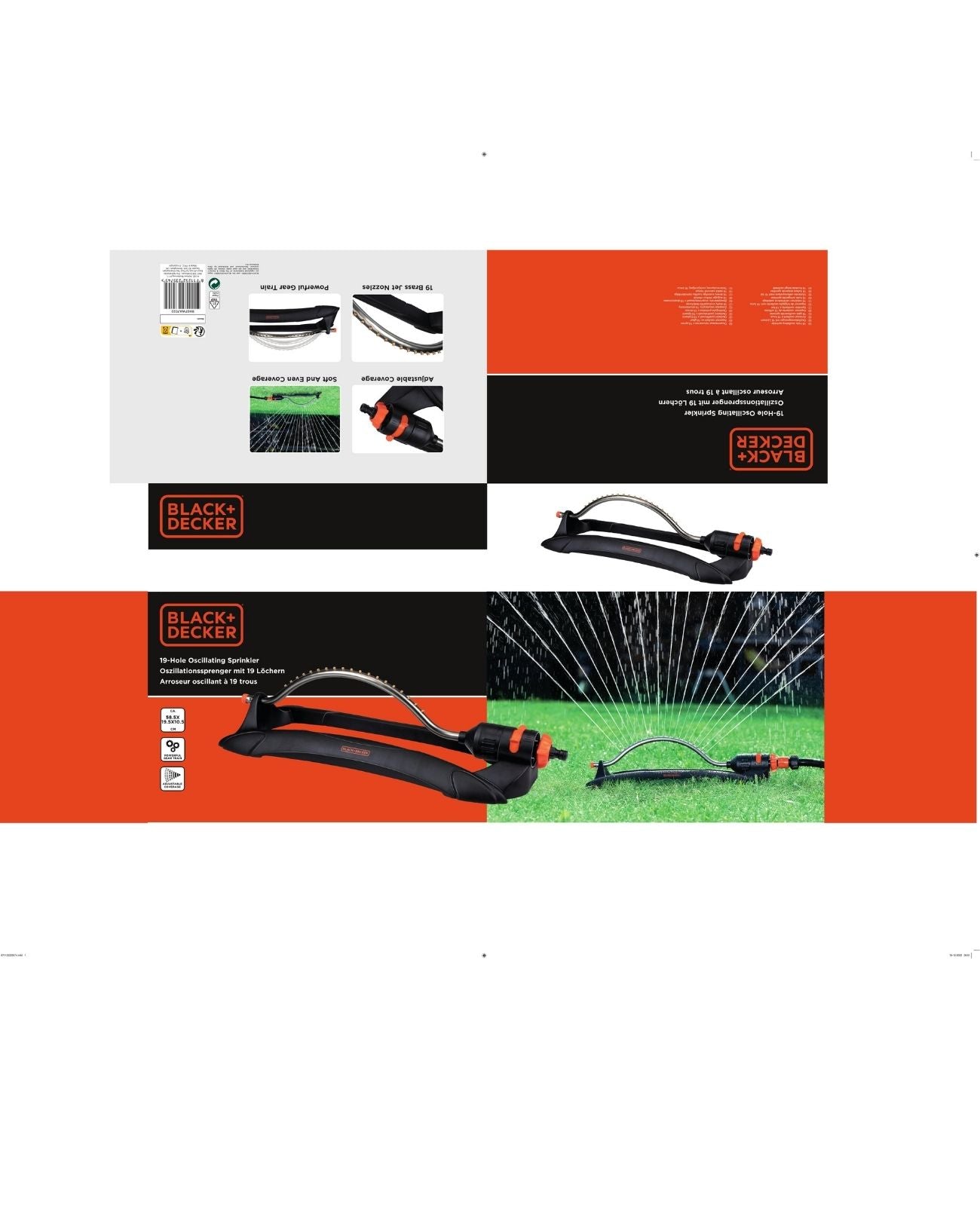 Sprinkler Rasensprenger Gartensprenger Regner Vierecksprenger BLACK+DECKER