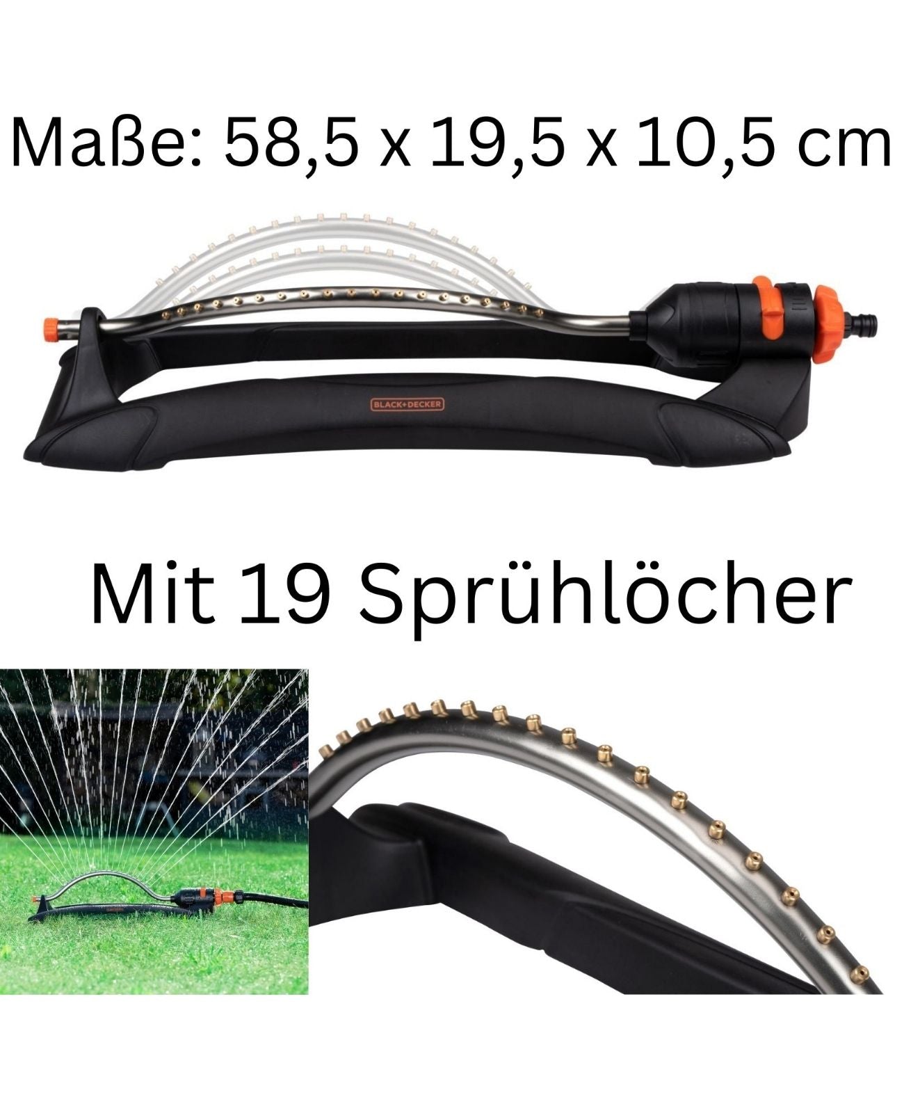 Sprinkler Rasensprenger Gartensprenger Regner Vierecksprenger BLACK+DECKER
