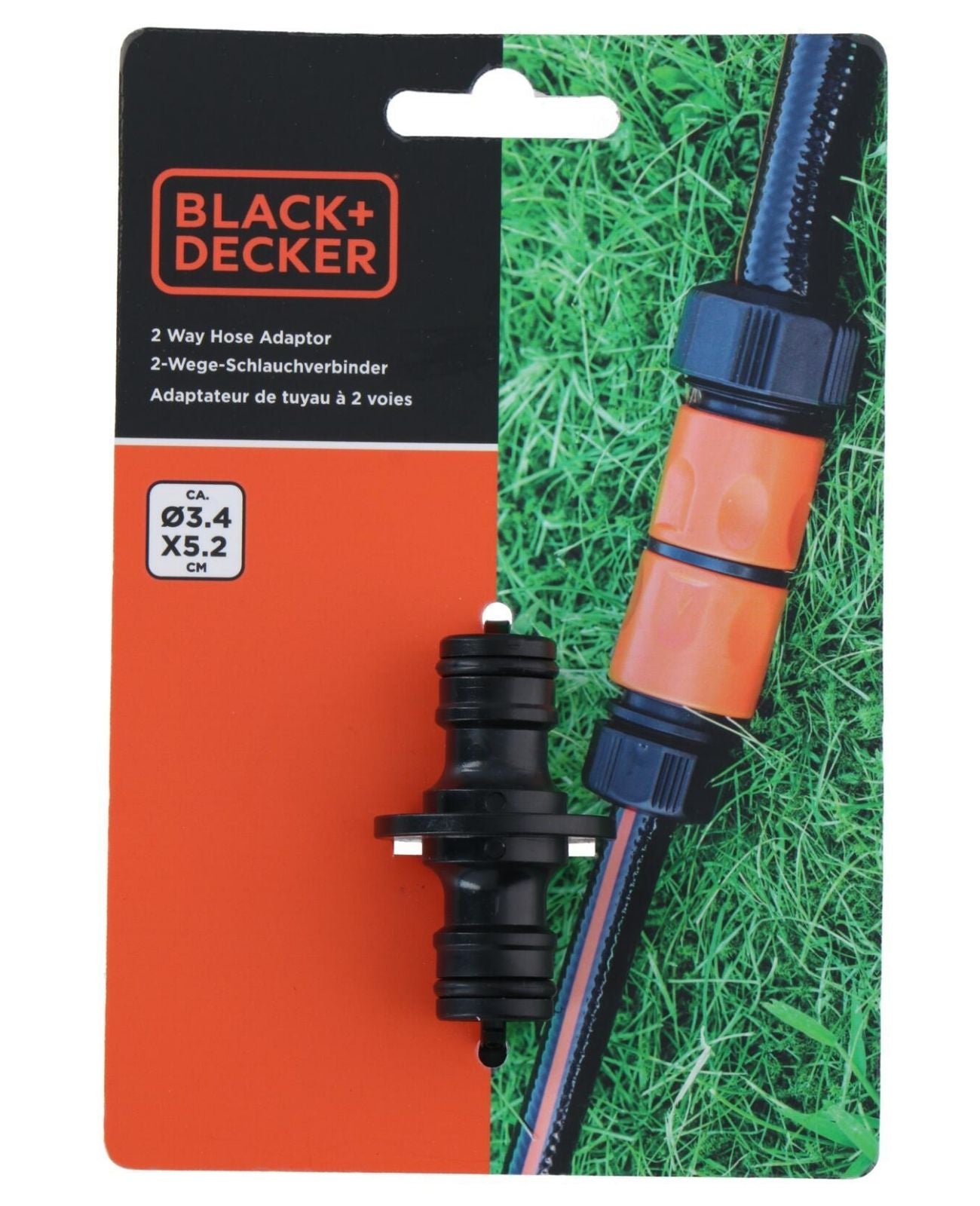 Schlauchkupplung 2 Wege Black+Decker Schlauchverbinder Gartenschlauch